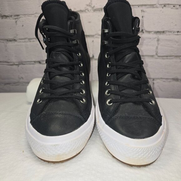 CONVERSE CHUCK TAYLOR ALL STAR WATERPROOF BOOT HI BLACK LEATHER SIZE 10.5 EUC - Picture 3 of 11